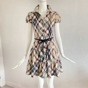 Burberry check fit flare tiered dress